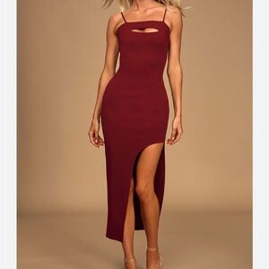 NWT White Fox Red Cutout Midi Dress with Slit